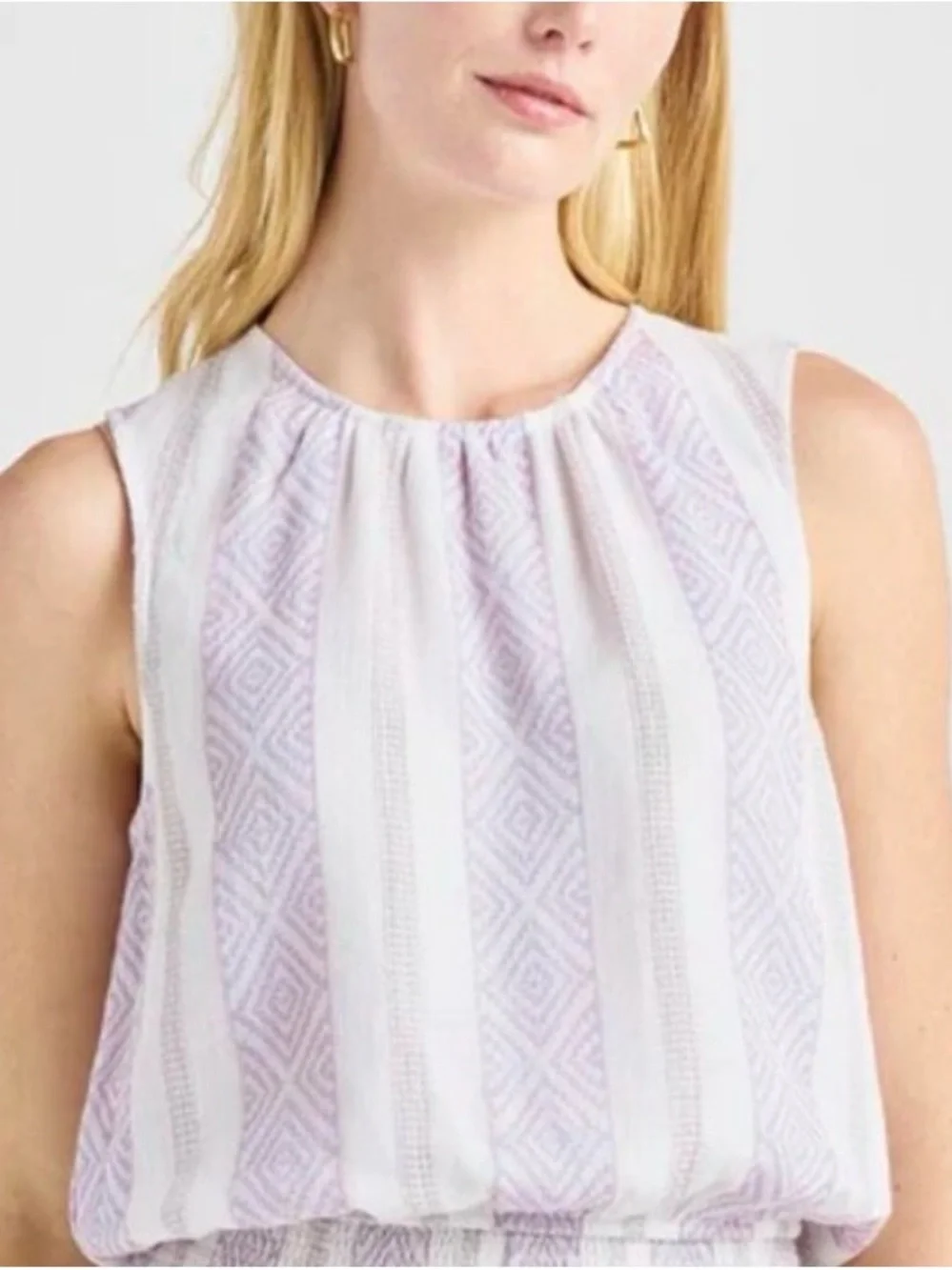 Splendid White and Light Gray / Lilac Striped Sleeveless Crop NWT